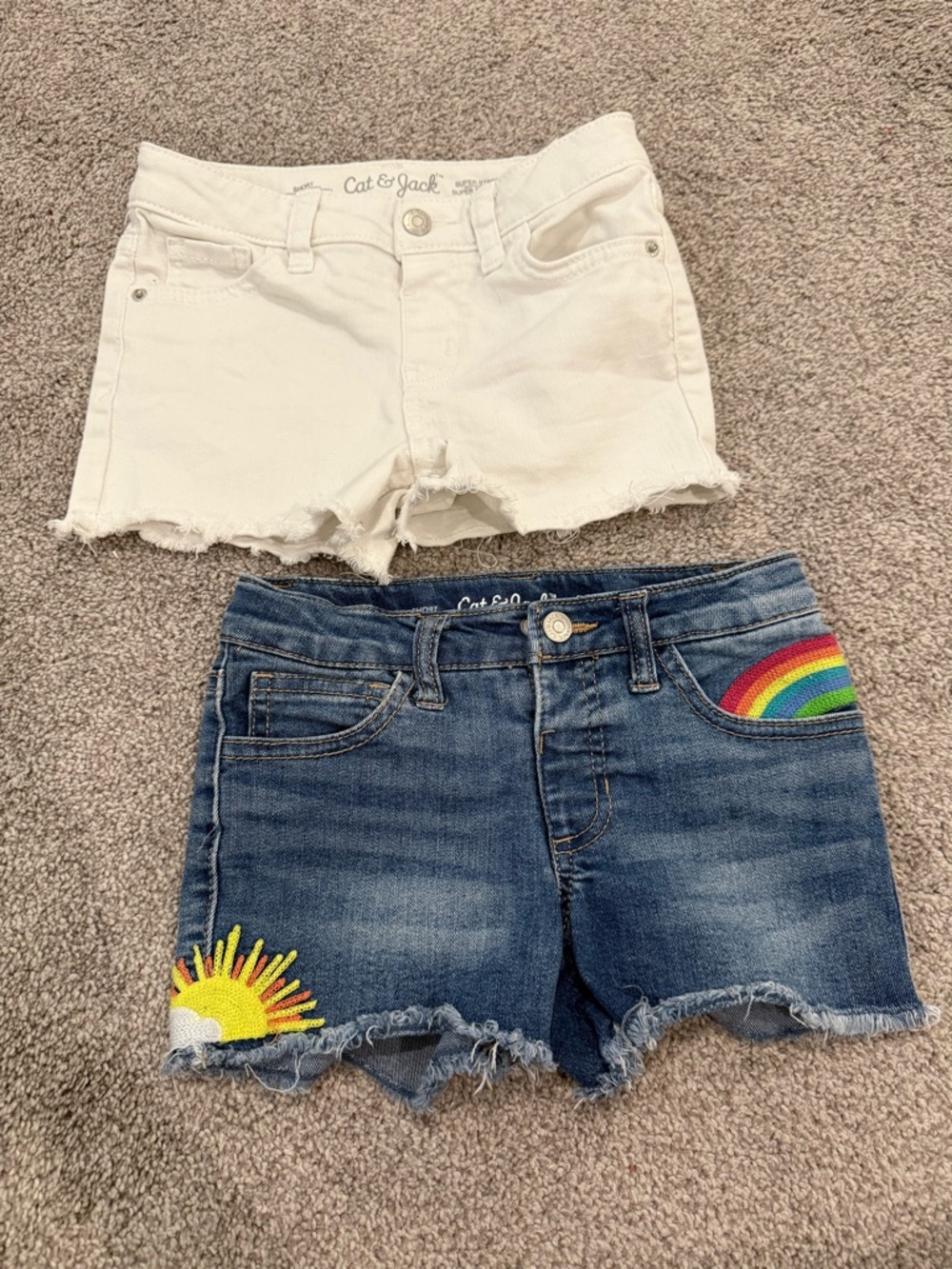 Cat & Jack Blue Denim Shorts with Rainbow Patch